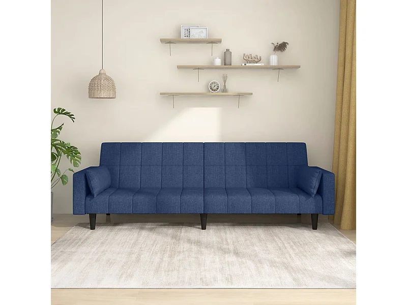 Slaapbank 2-zits met 2 kussens stof blauw