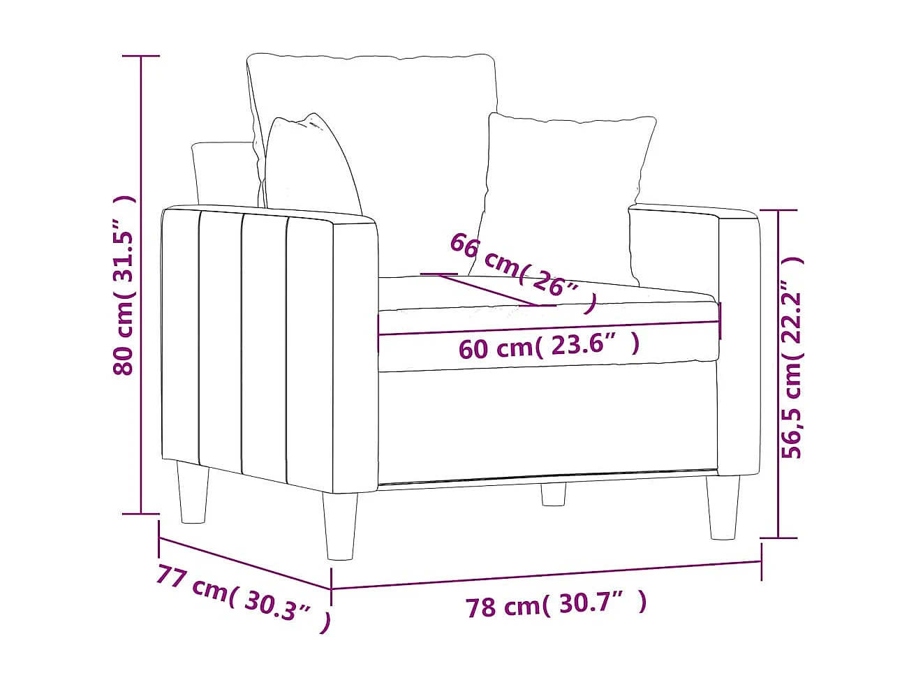 Fauteuil 60 cm fluweel geel