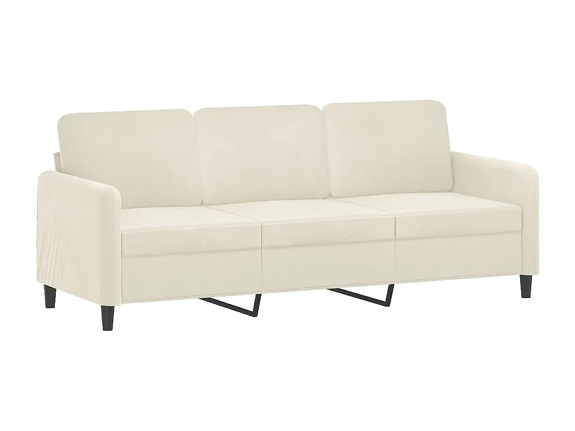Driezitsbank met sierkussens 180 cm fluweel crèmekleurig