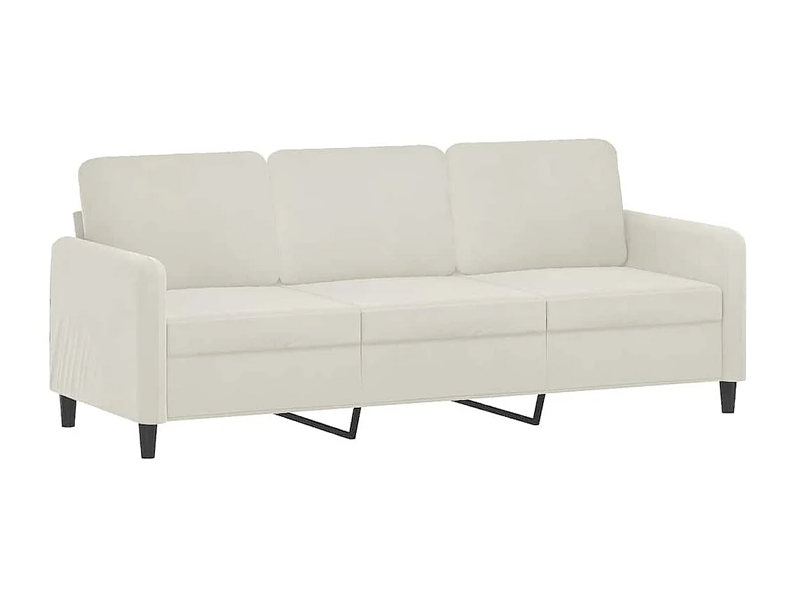 Canapé 3 places avec oreillers décoratifs crème 180 cm velours
