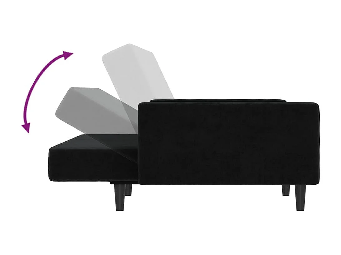 Slaapbank 2-zits fluweel zwart