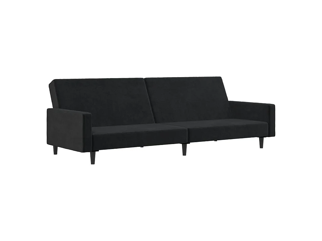 Schlafsofa 2-Sitzer Schwarz Samt