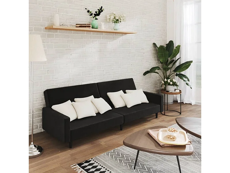 Schlafsofa 2-Sitzer Schwarz Samt