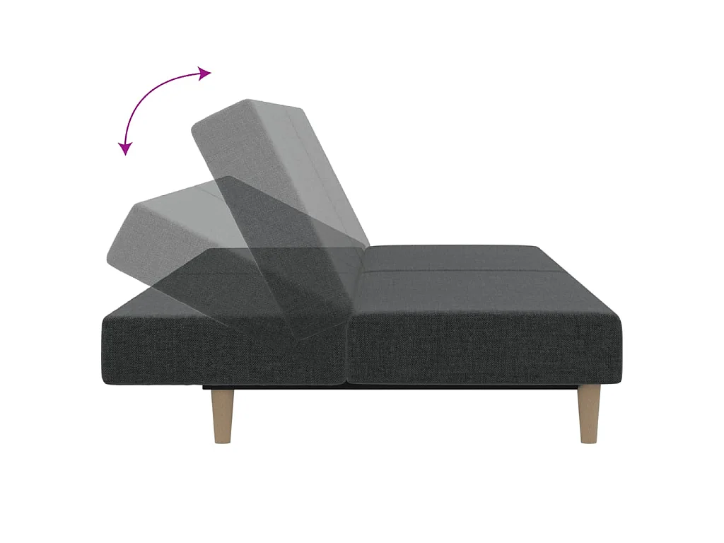 Canapé convertible clic-clac 2 places en tissu gris foncé