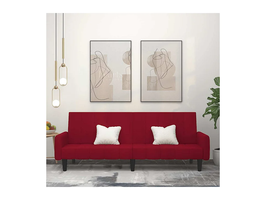 Canapé-lit 2 places rouge bordeaux velours