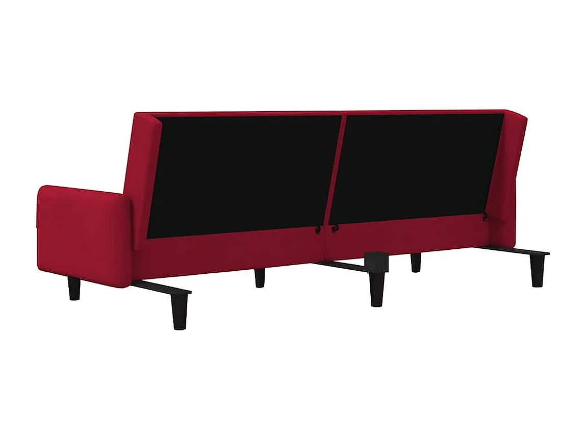 Canapé-lit 2 places rouge bordeaux velours