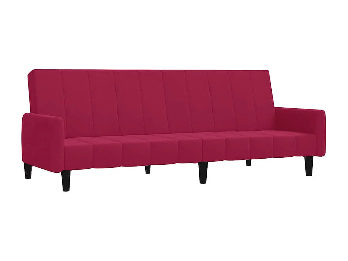Canapé-lit 2 places rouge bordeaux velours