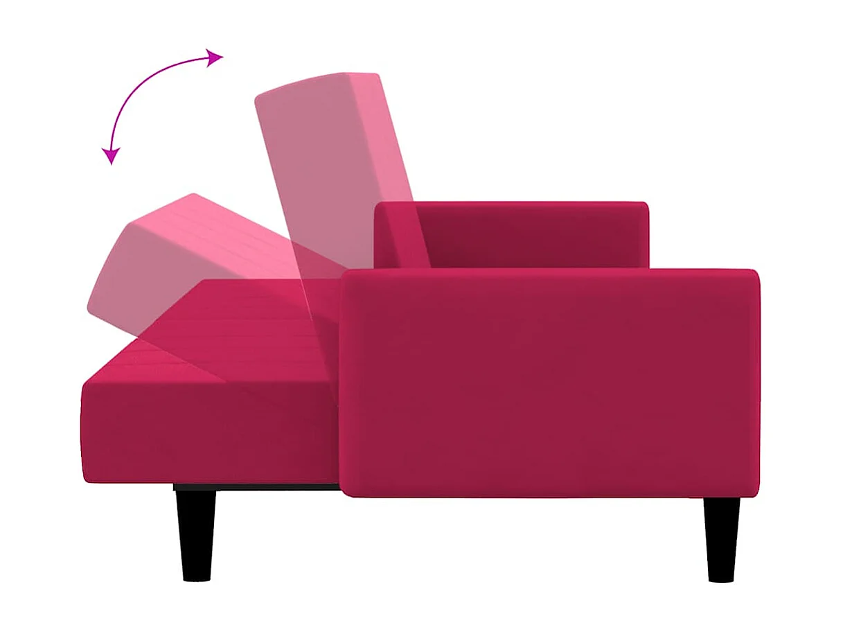 Canapé-lit 2 places rouge bordeaux velours