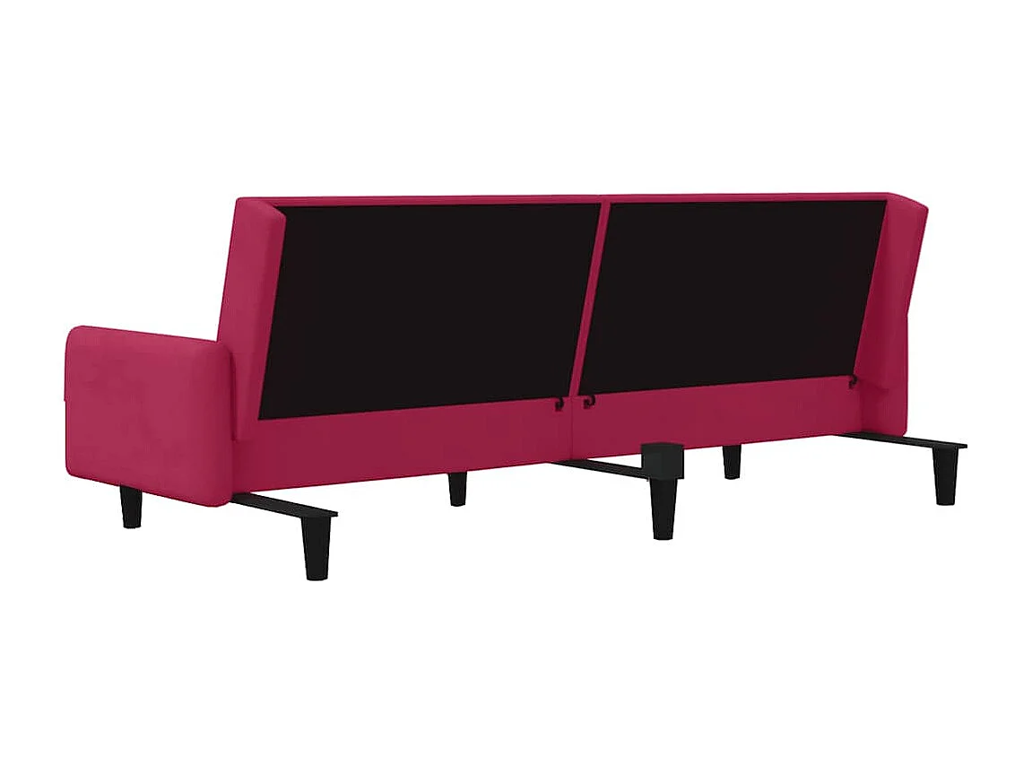 Canapé-lit 2 places rouge bordeaux velours