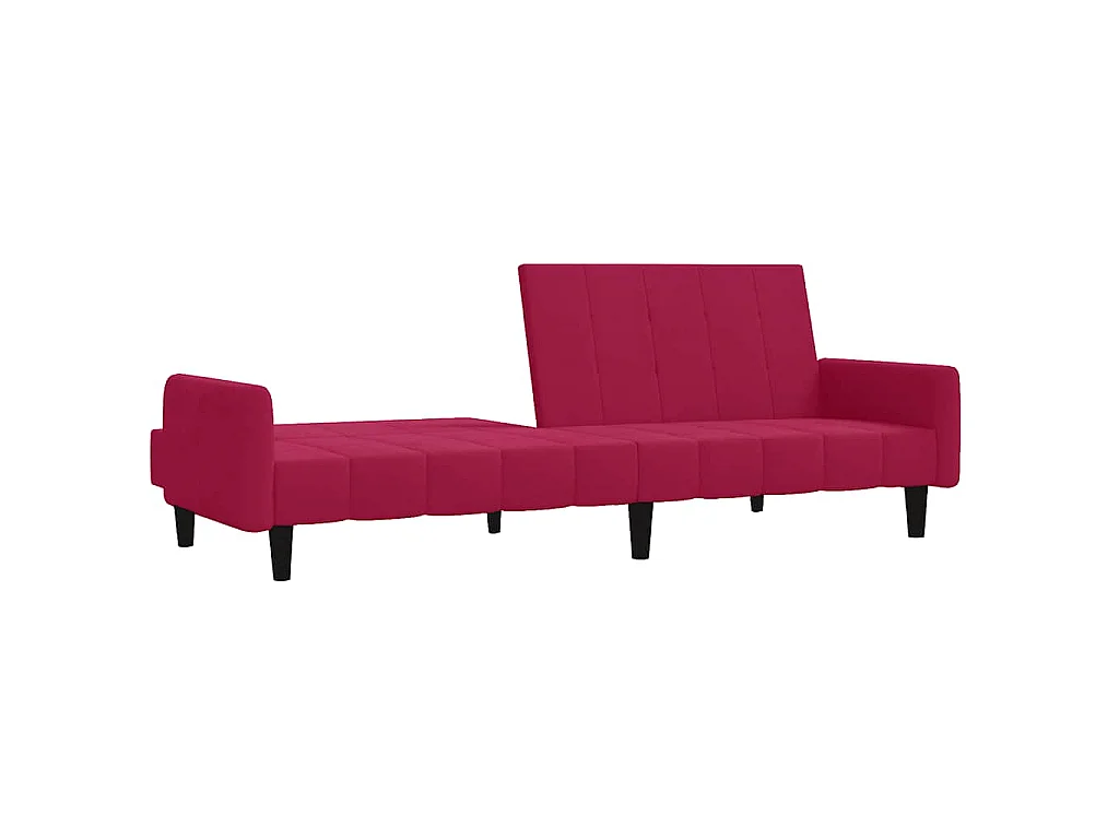 Sofá-cama de 2 lugares veludo vermelho tinto