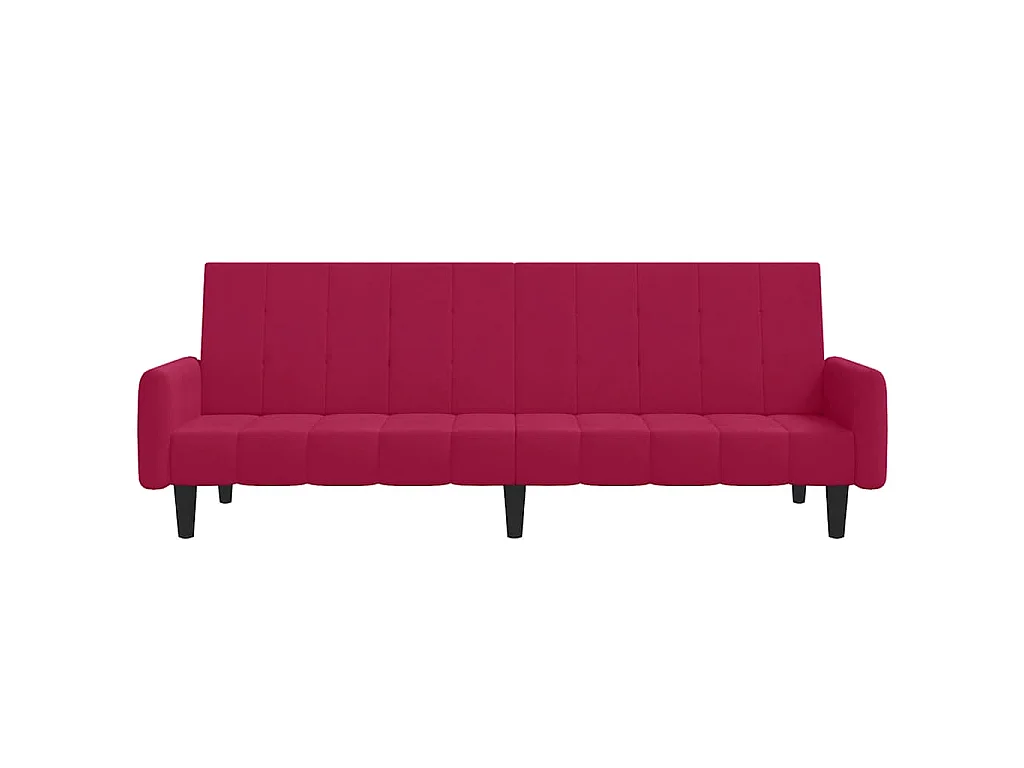 Sofá-cama de 2 lugares veludo vermelho tinto