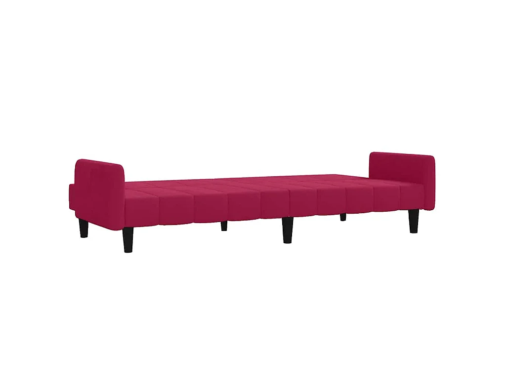 Sofá-cama de 2 lugares veludo vermelho tinto