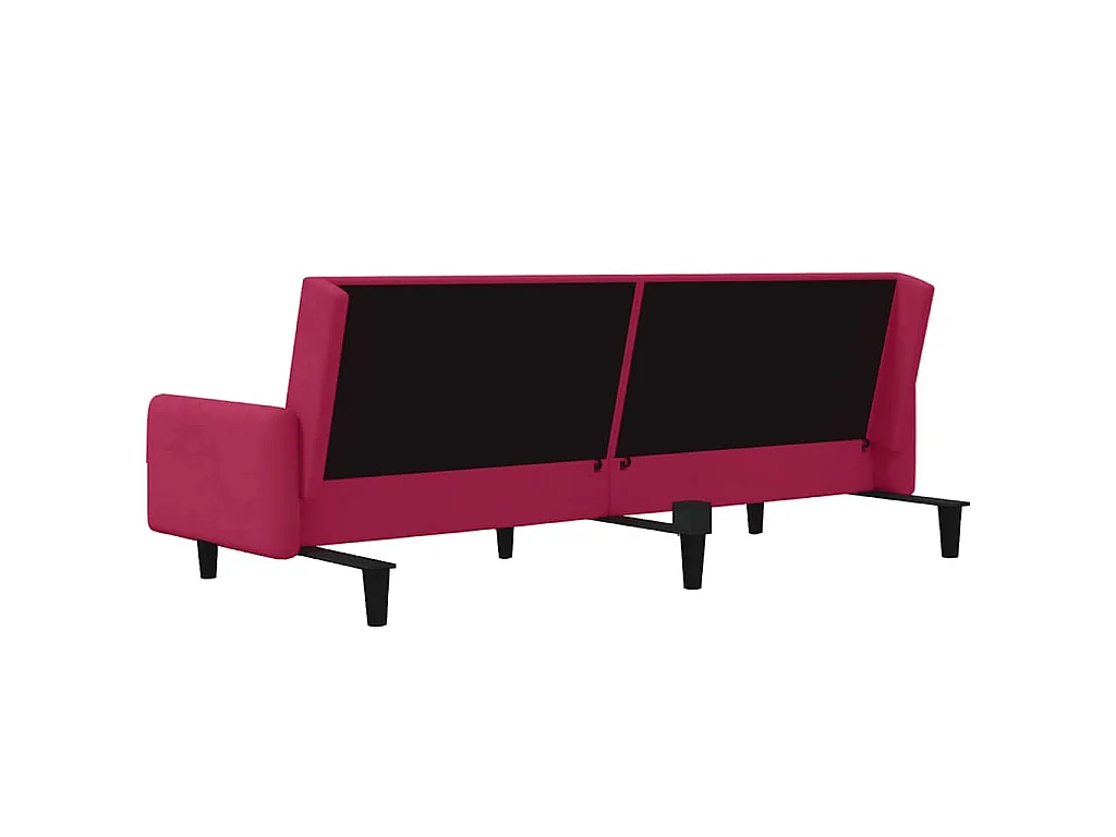Sofá-cama de 2 lugares veludo vermelho tinto