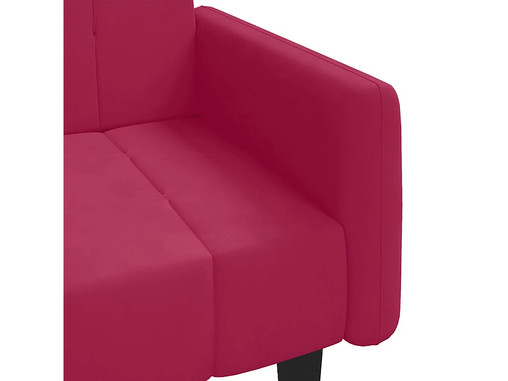 Sofá-cama de 2 lugares veludo vermelho tinto