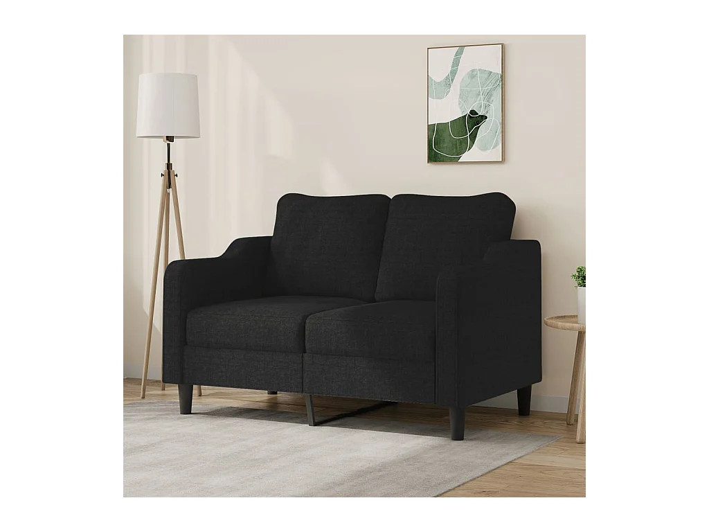 Canapé à 2 places Noir 120 cm Tissu
