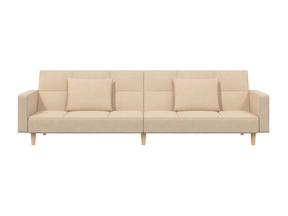 Canapé-lit à 2 places avec deux oreillers crème tissu