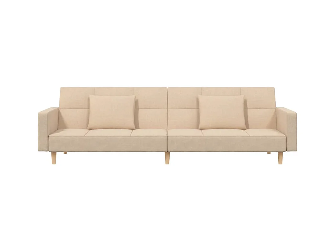 Sofá cama de 2 plazas con dos almohadas tela color crema