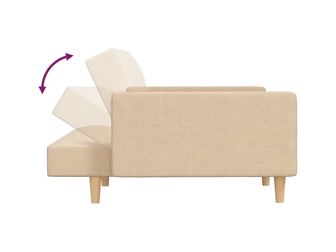 Sofá cama de 2 plazas con dos almohadas tela color crema