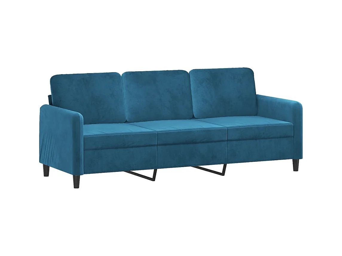 3-Sitzer-Sofa mit Zierkissen Blau 180 cm Samt