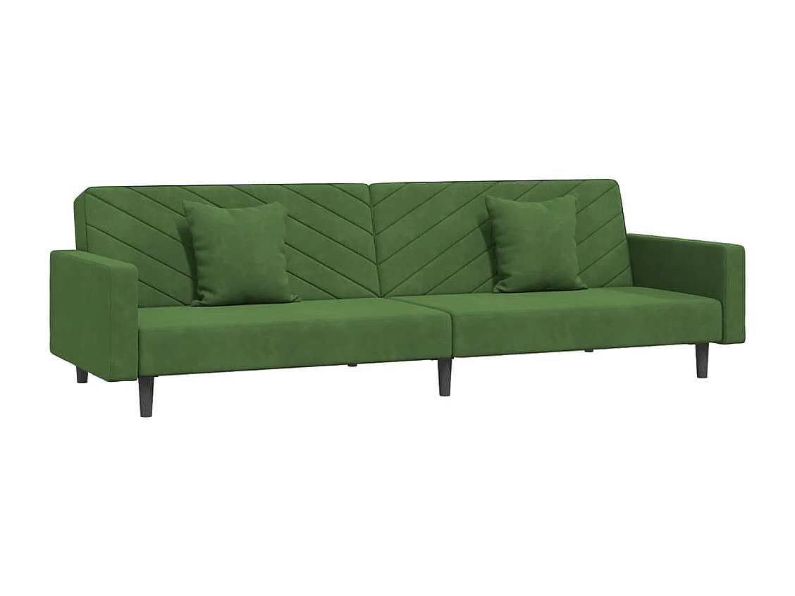 Canapé-lit à 2 places avec deux oreillers Vert foncé Velours