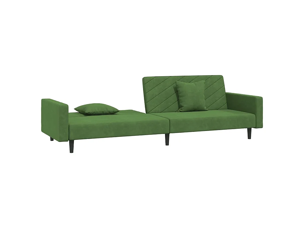 Canapé-lit à 2 places avec deux oreillers Vert foncé Velours