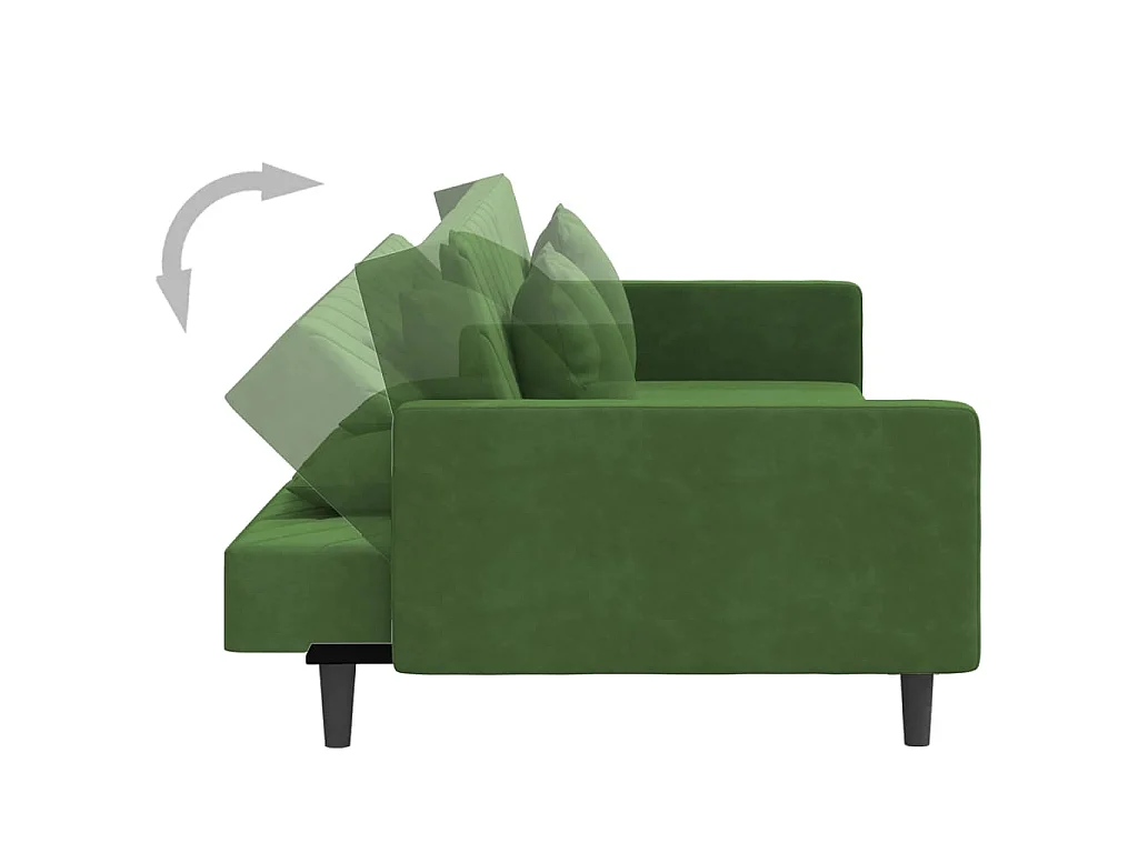 Canapé-lit à 2 places avec deux oreillers Vert foncé Velours