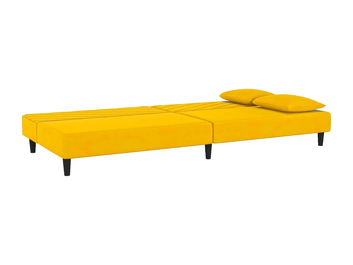 Slaapbank 2-zits met 2 kussens fluweel geel