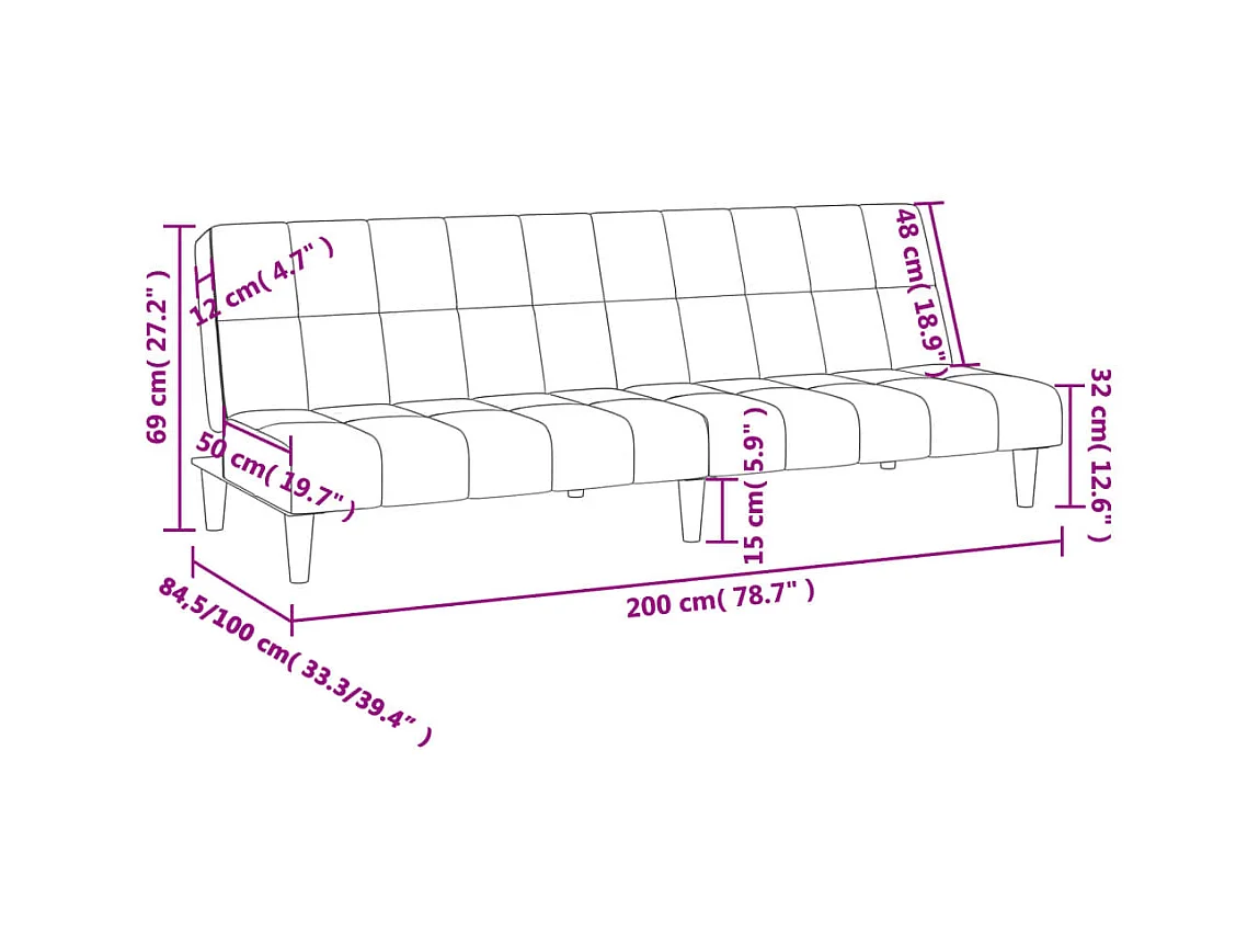 Canapé-lit à 2 places crème tissu