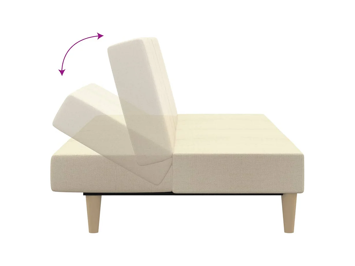 Canapé-lit à 2 places crème tissu