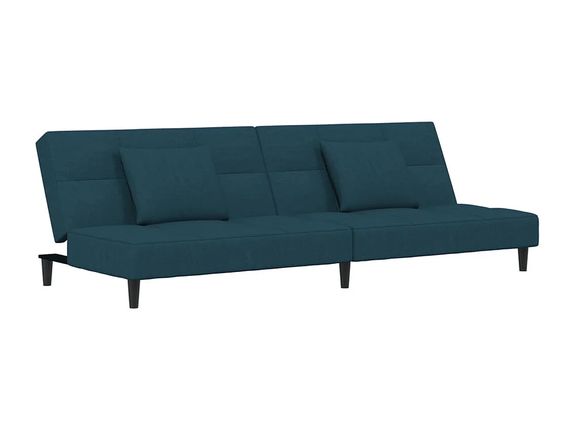 Schlafsofa 2-Sitzer mit 2 Kissen Blau Samt