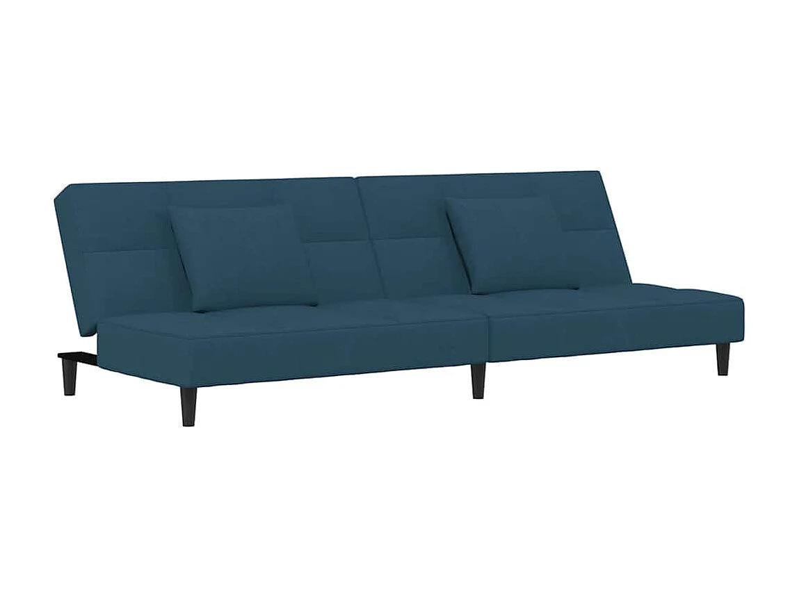 Slaapbank 2-zits met 2 kussens fluweel blauw