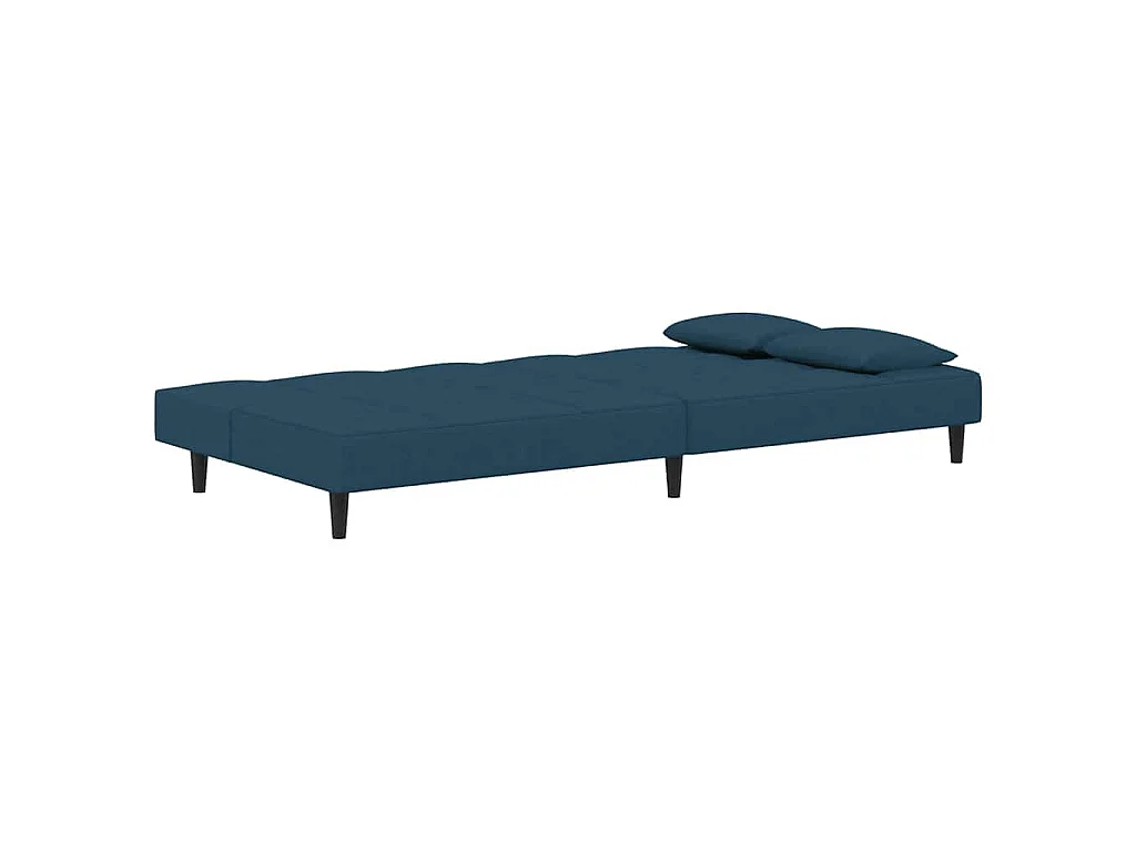 Slaapbank 2-zits met 2 kussens fluweel blauw