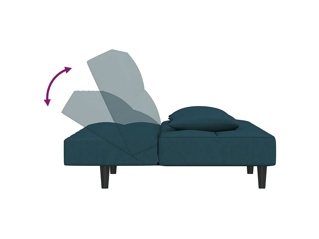 Slaapbank 2-zits met 2 kussens fluweel blauw