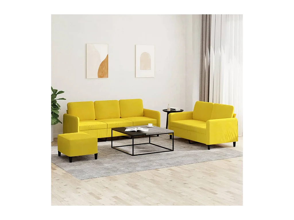 Ensemble de canapés 3 pcs jaune velours