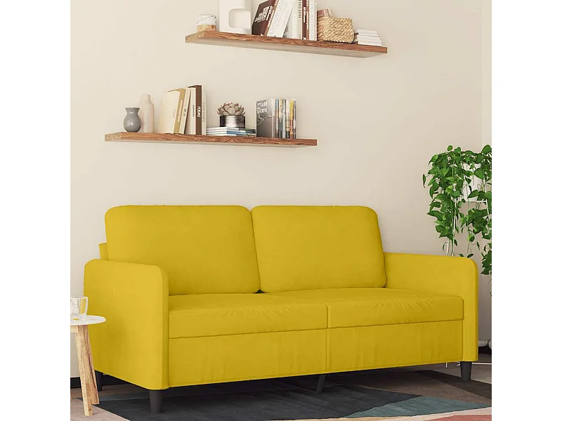 Divano a 2 Posti giallo 140 cm in Velluto
