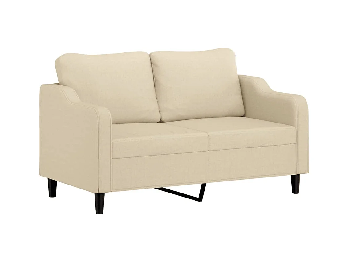 2-tlg. Sofagarnitur mit Kissen Creme Stoff