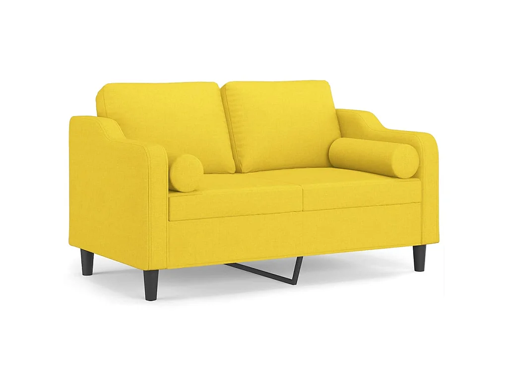 Canapé 2 places avec oreillers jaune clair 120 cm tissu