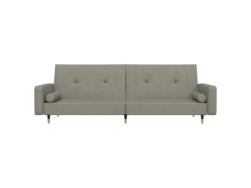 Schlafsofa 2-Sitzer mit 2 Kissen Hellgrau Samt