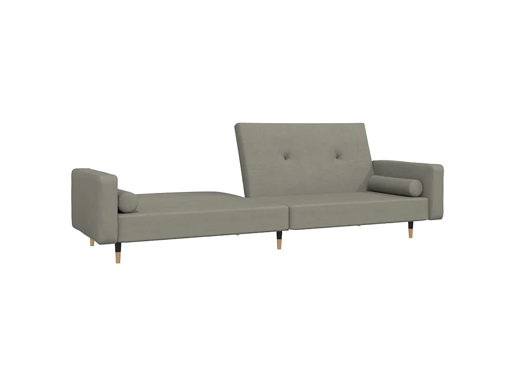 Schlafsofa 2-Sitzer mit 2 Kissen Hellgrau Samt