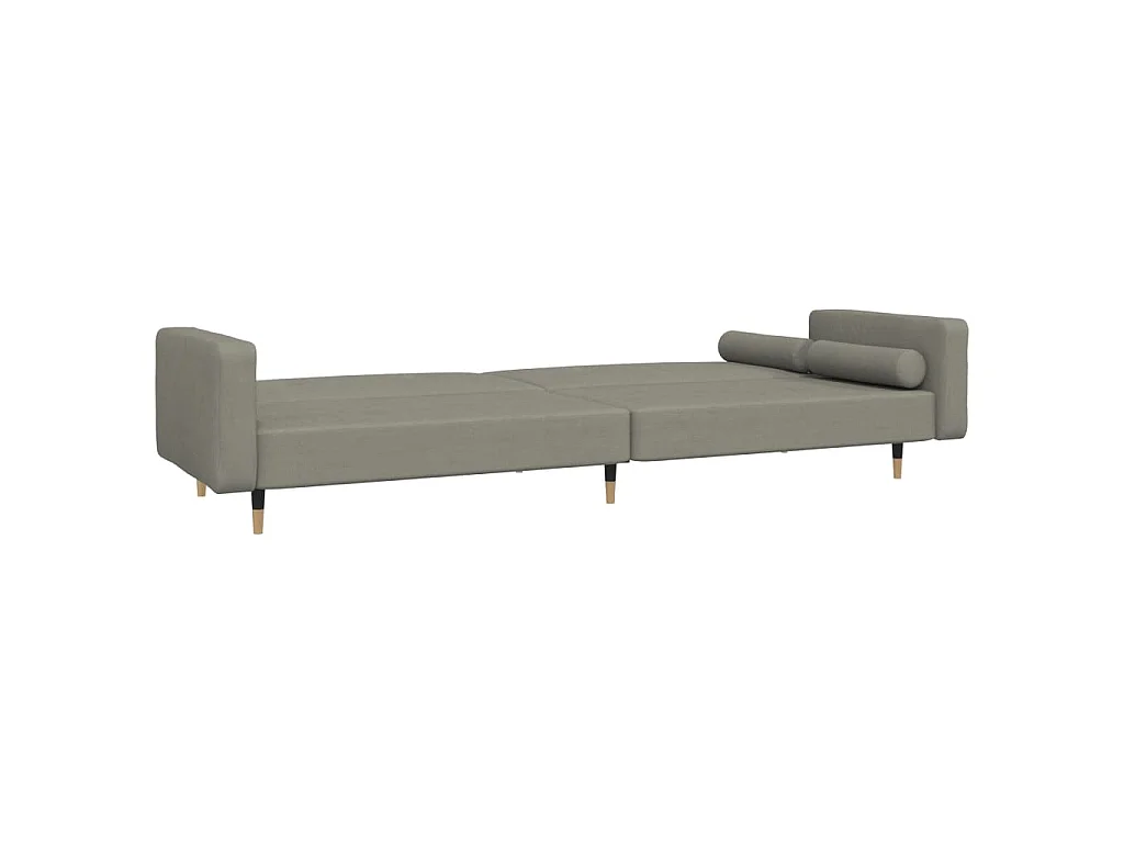 Schlafsofa 2-Sitzer mit 2 Kissen Hellgrau Samt