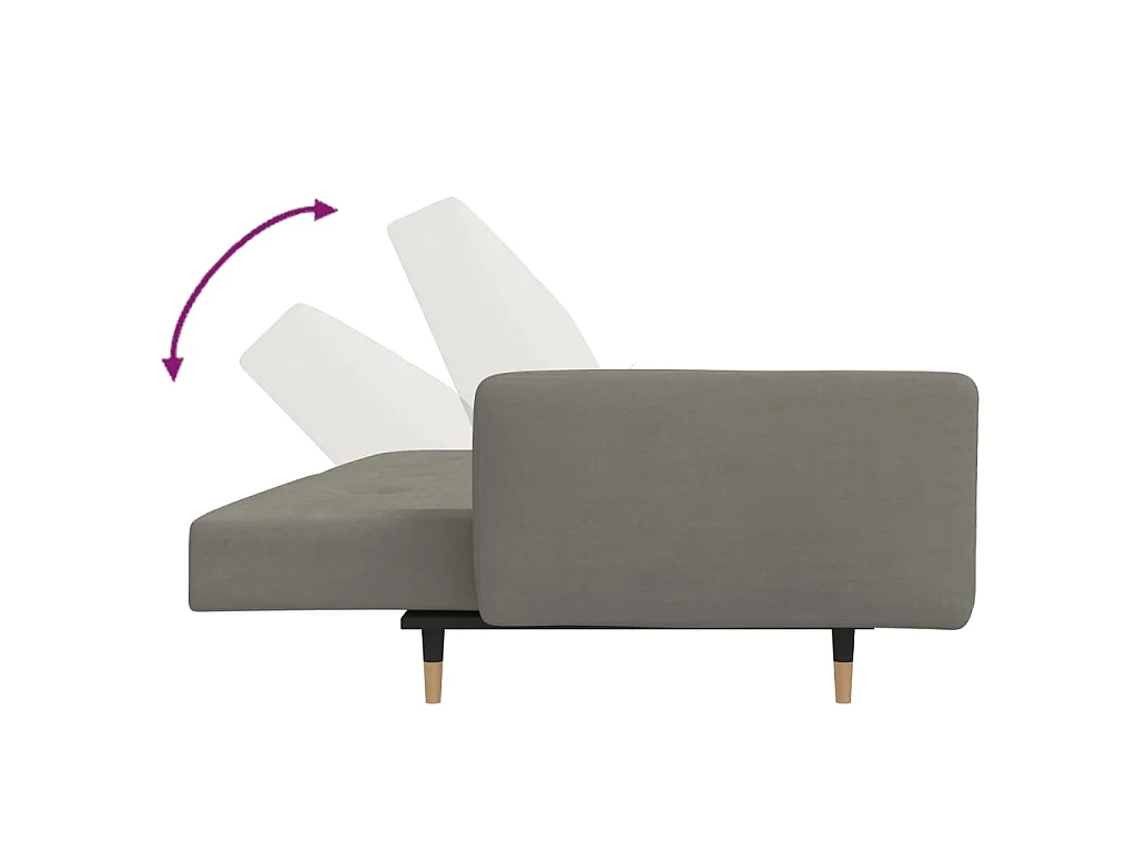 Schlafsofa 2-Sitzer mit 2 Kissen Hellgrau Samt