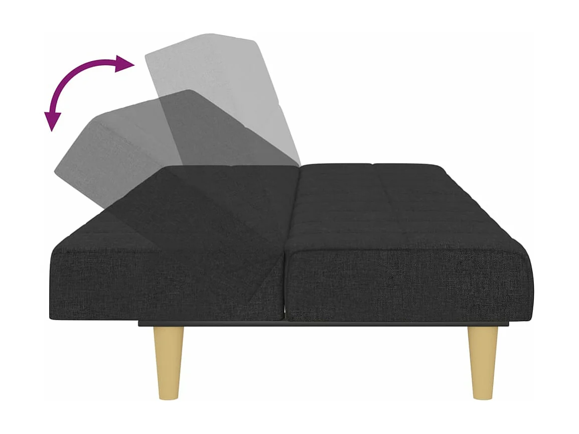 Sofá-cama de 2 lugares tecido preto