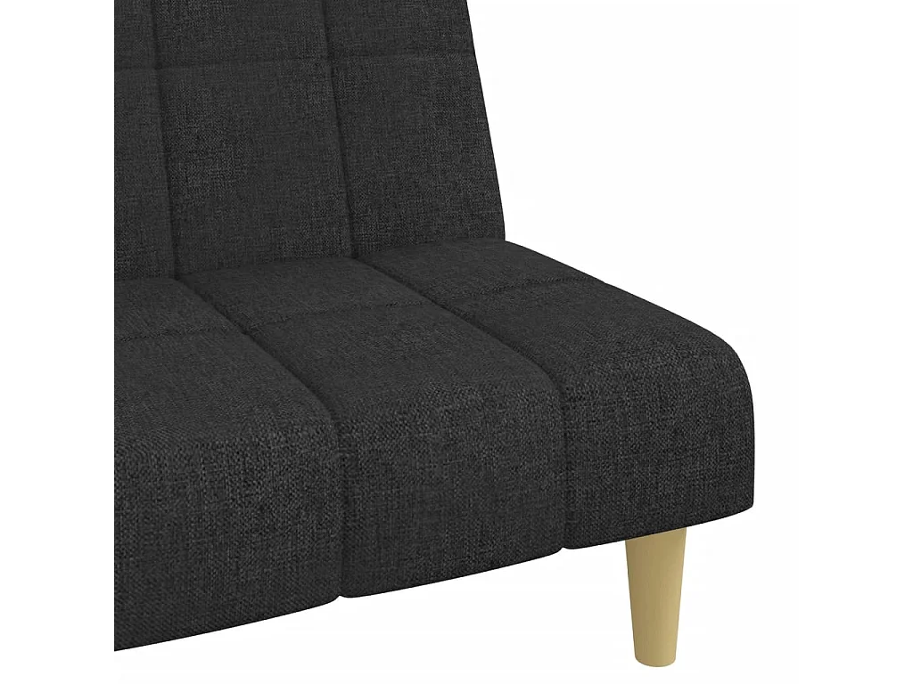 Sofá-cama de 2 lugares tecido preto
