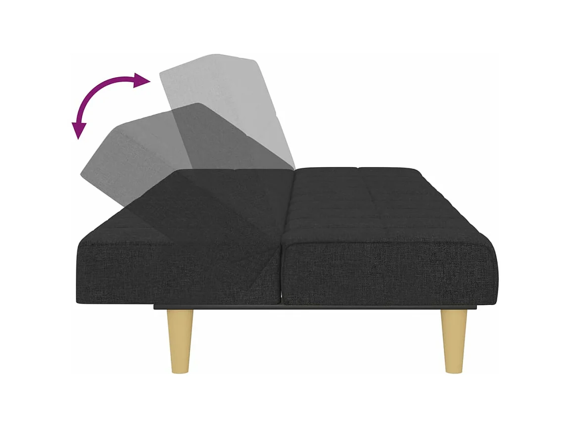 Slaapbank 2-zits stof zwart