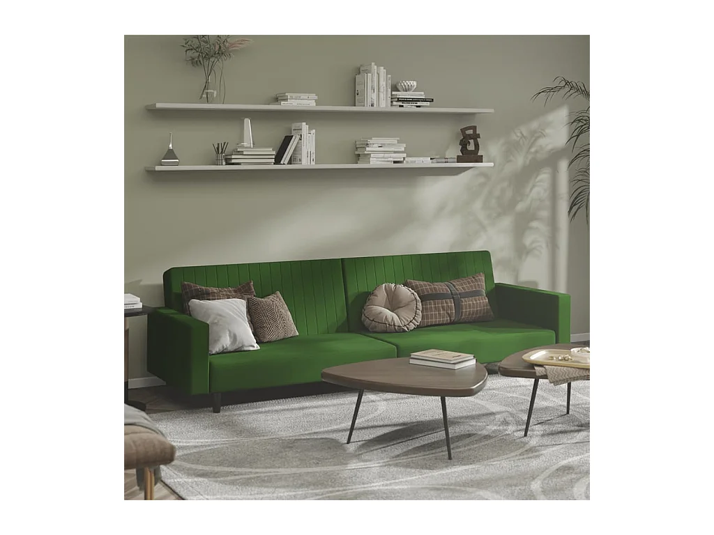 Schlafsofa 2-Sitzer Dunkelgrün Samt