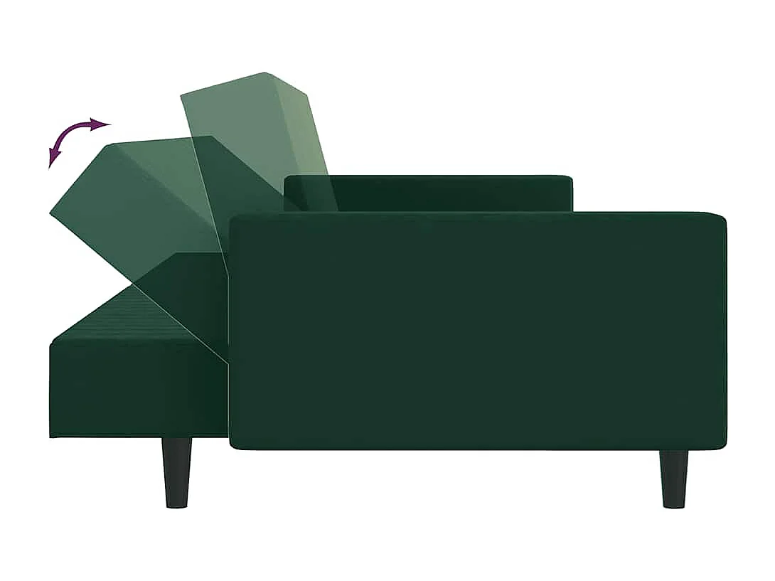 Schlafsofa 2-Sitzer Dunkelgrün Samt