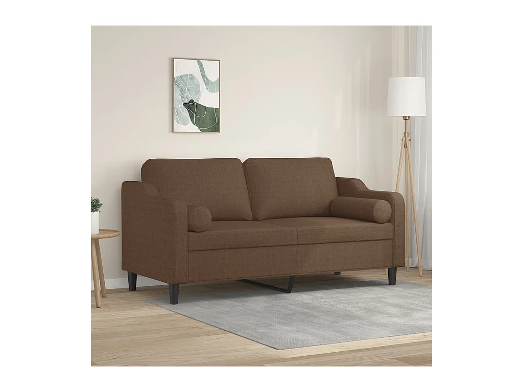 Tweezitsbank met sierkussens 140 cm stof bruin