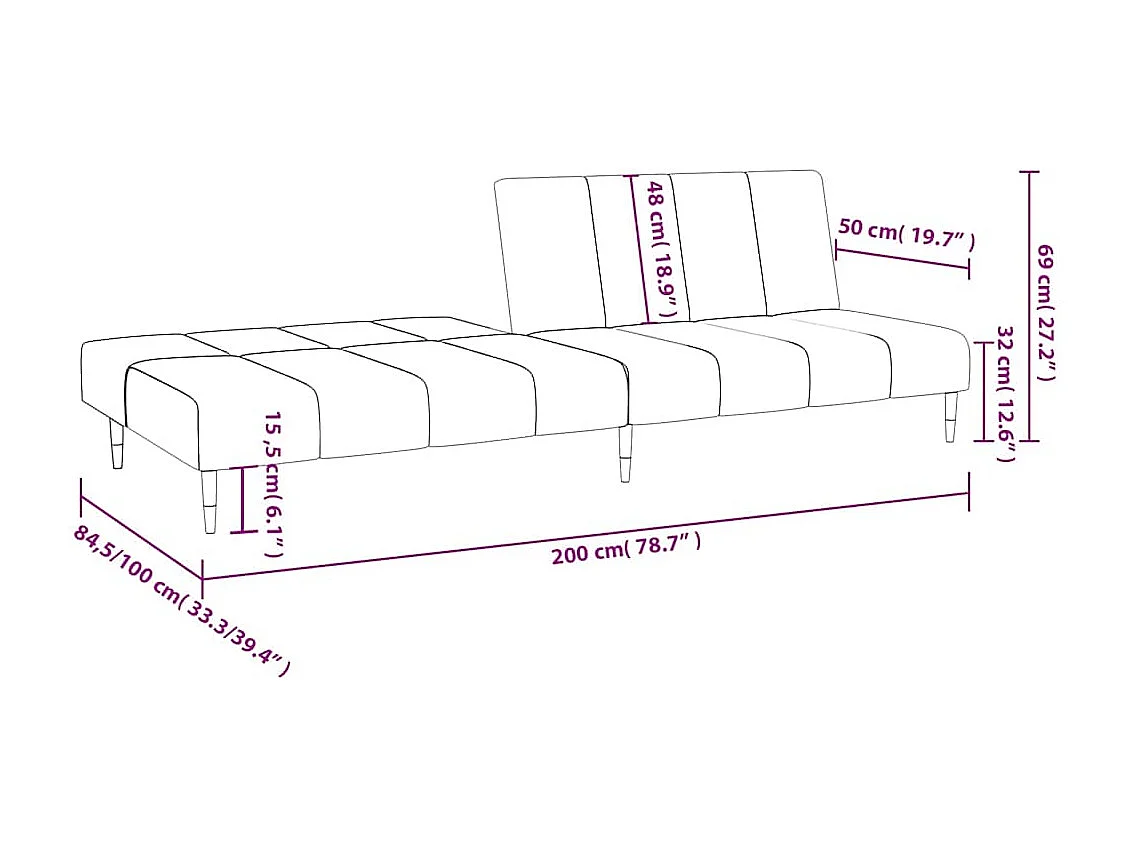 Schlafsofa 2-Sitzer Dunkelgrün Samt