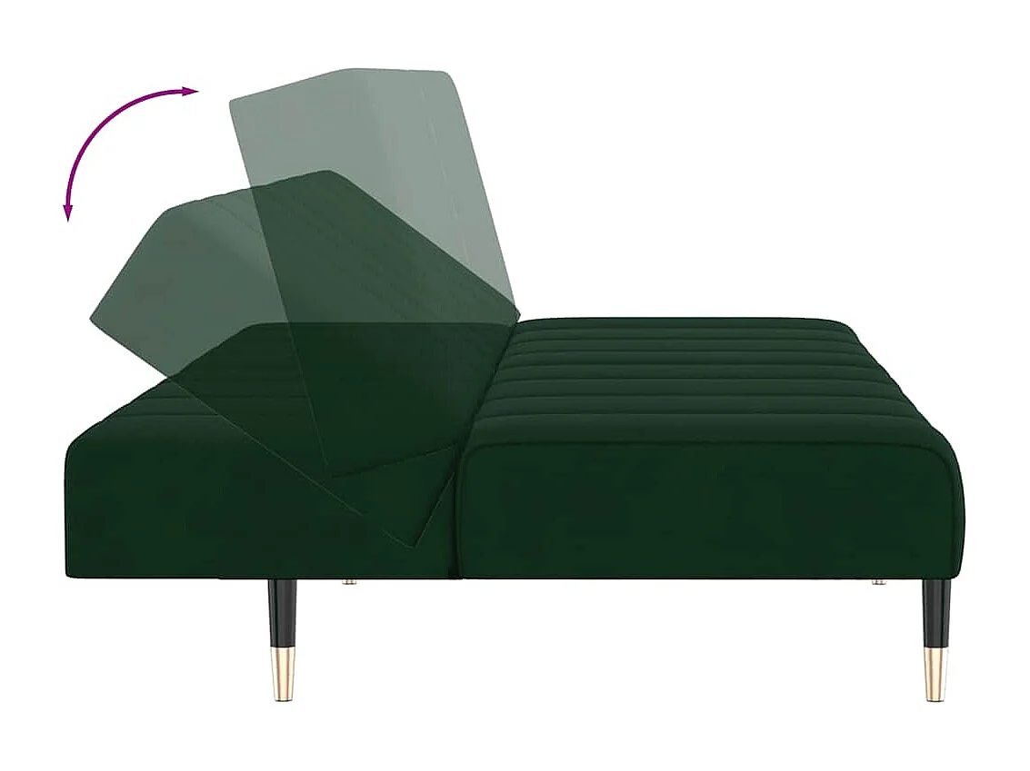 Schlafsofa 2-Sitzer Dunkelgrün Samt