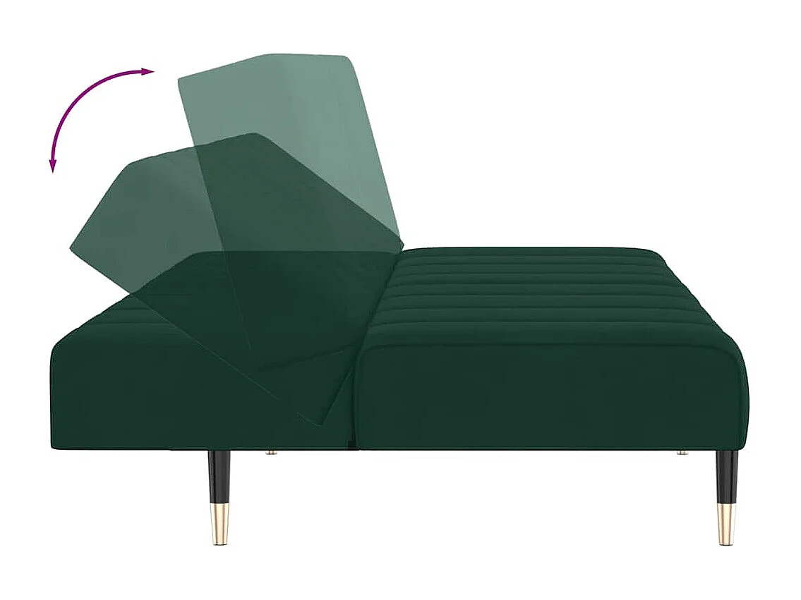 Schlafsofa 2-Sitzer Dunkelgrün Samt